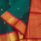 Emerald Green Handwoven Pure Silk Kancheepuram Saree with Vermilion Red Korvai Border