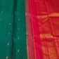 Emerald Green Handwoven Pure Silk Kancheepuram Saree with Vermilion Red Korvai Border