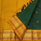 Deep Emerald Green Handwoven Pure Silk Kanjivaram Pattupet Saree with Turmeric Gold Border