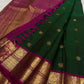 Emerald Green Handwoven Pure Silk Kanjeevaram Saree with Raspberry Pink Mayil Korvai Border