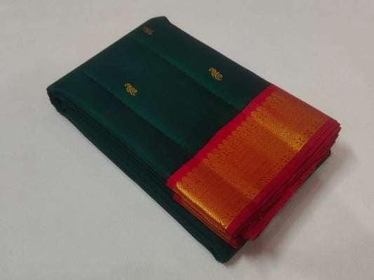 Emerald green Korvai Kancheepuram silk saree, full overview — Idam Living