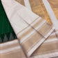 Emerald Green Lightweight Pure Silk Kanchipuram Kattam Saree with Ivory Gold Border