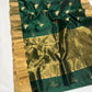 Peacock green Chanderi pattu silk saree featuring intricate traditional zari detailing and rich woven texture