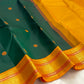Deep Emerald Green Handwoven Pure Silk Kanjivaram Pattupet Saree with Turmeric Gold Border