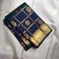 Peacock Blue Handwoven Pure Silk Kanchipuram Saree with Zari Kattam Border