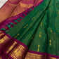 Emerald-green pure silk KanchiPattu Vairaoosi saree, full drape — Idam Living