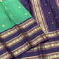 Emerald Green pure silk Kanjeevaram Varisaipet saree with Deep Purple gold zari border.