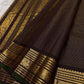 Espresso brown handwoven pure silk Kanchipuram saree from Idam Living