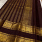 Espresso Brown and Antique Gold Handwoven Pure Silk Kanjivaram Saree with Rettapet Border and Mayil Chakram Butta