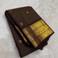 Deep Espresso Brown pure silk Kancheepuram saree — vairaoosi weave, full saree
