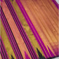 Ettukol weave gold zari stripe close-up on Kanjivaram silk saree