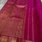 Full magenta pallu with zari woven detailing and motif panel on pure Kanchipuram silk saree, shipped from New Jersey USA.