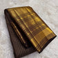 Authentic Kancheepuram silk saree with antique bronze body and temple bronze-inspired Yaanai zari craftsmanship