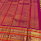 Rani Pink orange and gold Varisaipet border on Muted Olive Gold pure silk Kanchipuram saree.
