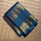 Deep Indigo Handwoven Pure Silk Kancheepuram Zari Kattam Saree with Peacock Blue Zari Border – additional detail view 2