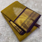 Fenugreek green Kancheepuram saree with deep purple Yaanai zari border — Idam Living