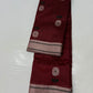 Draped view of Deep Burgundy Pure Silk Chanderi Saree with Black Border