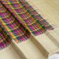 Festive Navaratri ivory Kancheepuram silk saree with jewel tone kattam checks and zari border Idam Living