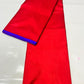 Traditional ruby red Chanderi silk saree with contrasting violet border