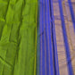 Temple olive green Kanchipuram silk saree with royal blue yaanai border – USA