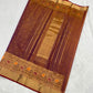 Copper Brown Floral Zari Katan Silk Chanderi Saree, pallu and weave detail