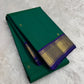 Emerald Green and Neelam Violet-Blue lightweight Kanchipuram silk saree, geometric gold zari border and patterned violet-blue pallu; full layout