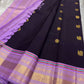 aubergine purple silk body with scattered gold zari buttas pure kanchipuram silk saree