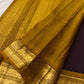Deep Aubergine Jamun Handwoven Pure Silk KanchiPattu Saree with Petite Zari Buttas and Antique Gold Border
