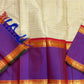 Pure Kanchipuram silk saree folded on orange zari woven pallu with blue tassels, shipped from New Jersey USA

