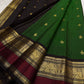 Deep Forest Green pure silk Kanjipuram saree, Butta weave with Deep Aubergine border — weave texture detail