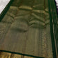 Forest Green Kai Korvai border with rich traditional gold zari motifs