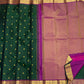 Vanasringaram pallu on forest green handwoven Kanchipuram pure silk saree — Idam Living
