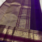 Royal Purple Kanjivaram border with elaborate antique gold zari Mayil designs