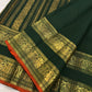 Deep Forest Green Handwoven Pure Silk Kanchipuram Saree with Rettapet Mayil Zari Border and Orange-Red Selvedge