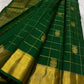 Gandaberunda butta detail in gold zari on forest green Kanchi Pattu Kanchipuram silk saree — Idam Living