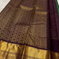 Forest green Kanjeevaram saree with deep purple double border — Idam Living