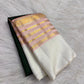 Handwoven Forest Green Kanjivaram silk saree with petite zari buttas and soft Petal Pink Varisaipet
