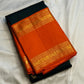 Handwoven Forest Green Kanjivaram saree with Radiant Orange contrast