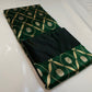 Forest green Pattu Silk Chanderi saree with gold vine lattice