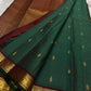 Forest Green Zari Kattam Kanchipuram saree with Arakku-Brown Pettu