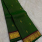 Deep forest-green pure silk Kanchipuram Zari Kattam saree, full drape — Idam Living