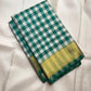 Fresh Green and Ivory Lightweight Kanchipuram Kattam Saree with Seer Pallu showing full saree