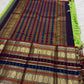 Deep violet varisaipet border with layered zari bands.