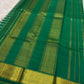 Fresh Green and Ivory Lightweight Kanchipuram Kattam Saree with Seer Pallu showing green gold border