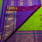 Thulir Pachai fresh green Pure Silk Kanchipuram saree draped