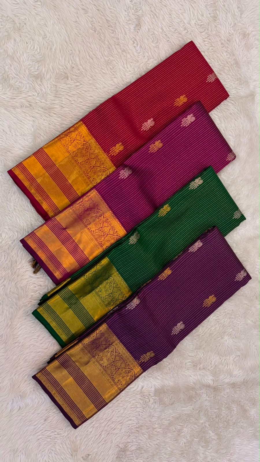 Fresh Leaf Green Kanchipuram saree with broad classic-gold zari border.