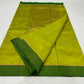 Lime Green handloom Pattu Silk Chanderi saree draped to show the fresh leaf-green tone and silk lustre
