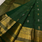 Fresh Leaf Green Kanchipuram Butta saree with Oosi Vaanam stripes.