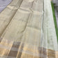 Fresh Leaf Green Kanchi Pattu Saree — pallu detail with silver-grey and gold zari work