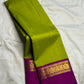 Fresh Parrot Green Pure Silk Kanjivaram Korvai Saree - body detail